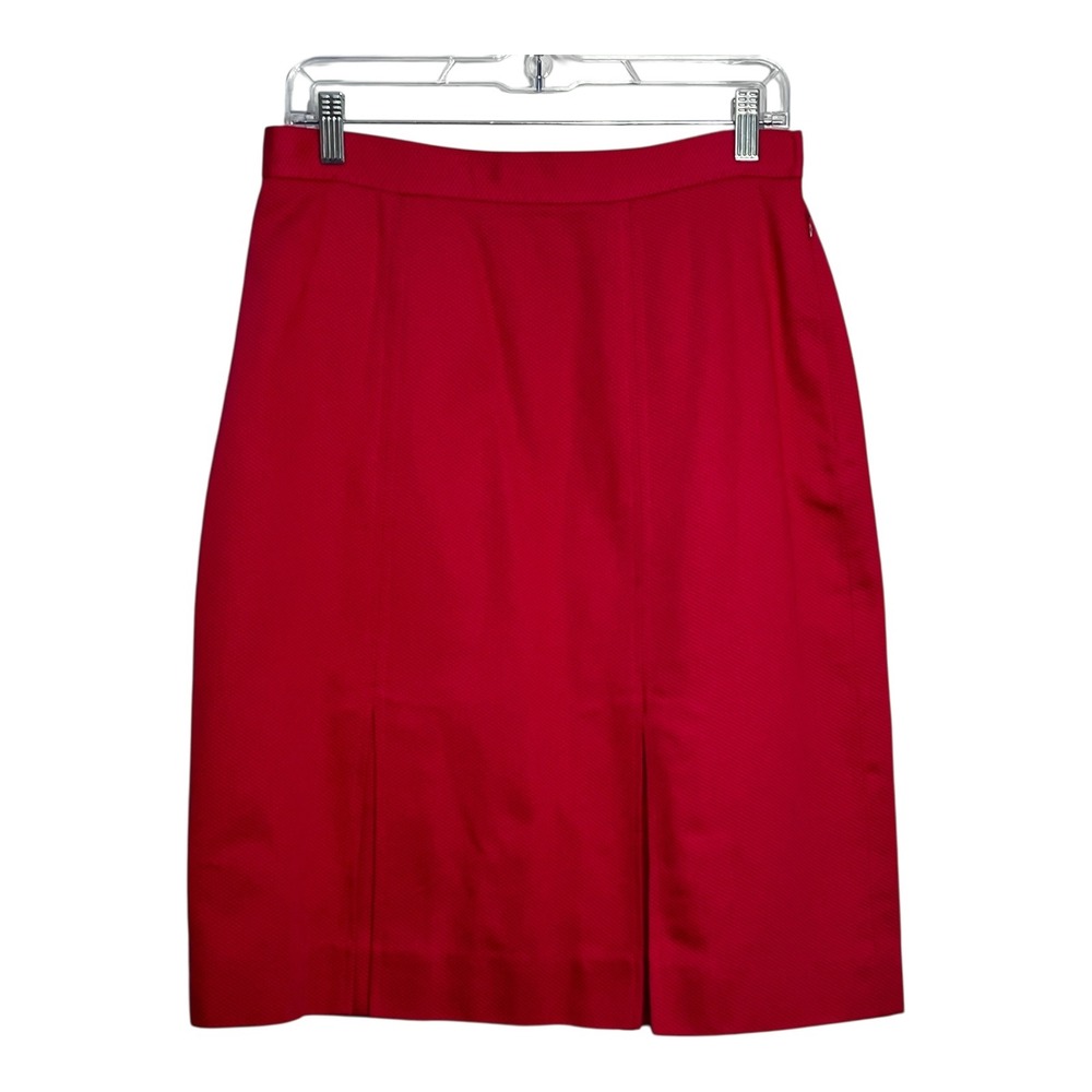 Carlisle Womens Pink Textured Cotton Pencil Skirt Kick Pleats Size 10 RN 59161